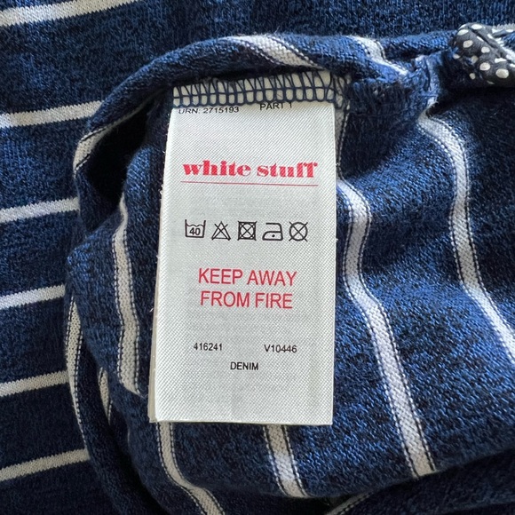 White Stuff: Navy & White Striped Dress 100% Cotton: Size US 6 - Picture 5 of 6